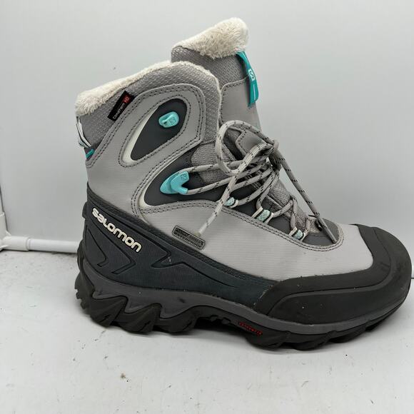 Salomon Winter Boots Womens 8.5 Waterproof Snow Boots Gray 368987 - Picture 1 of 12